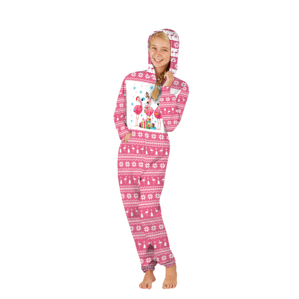 Flamingo Pink Christmas Onesies For The Family