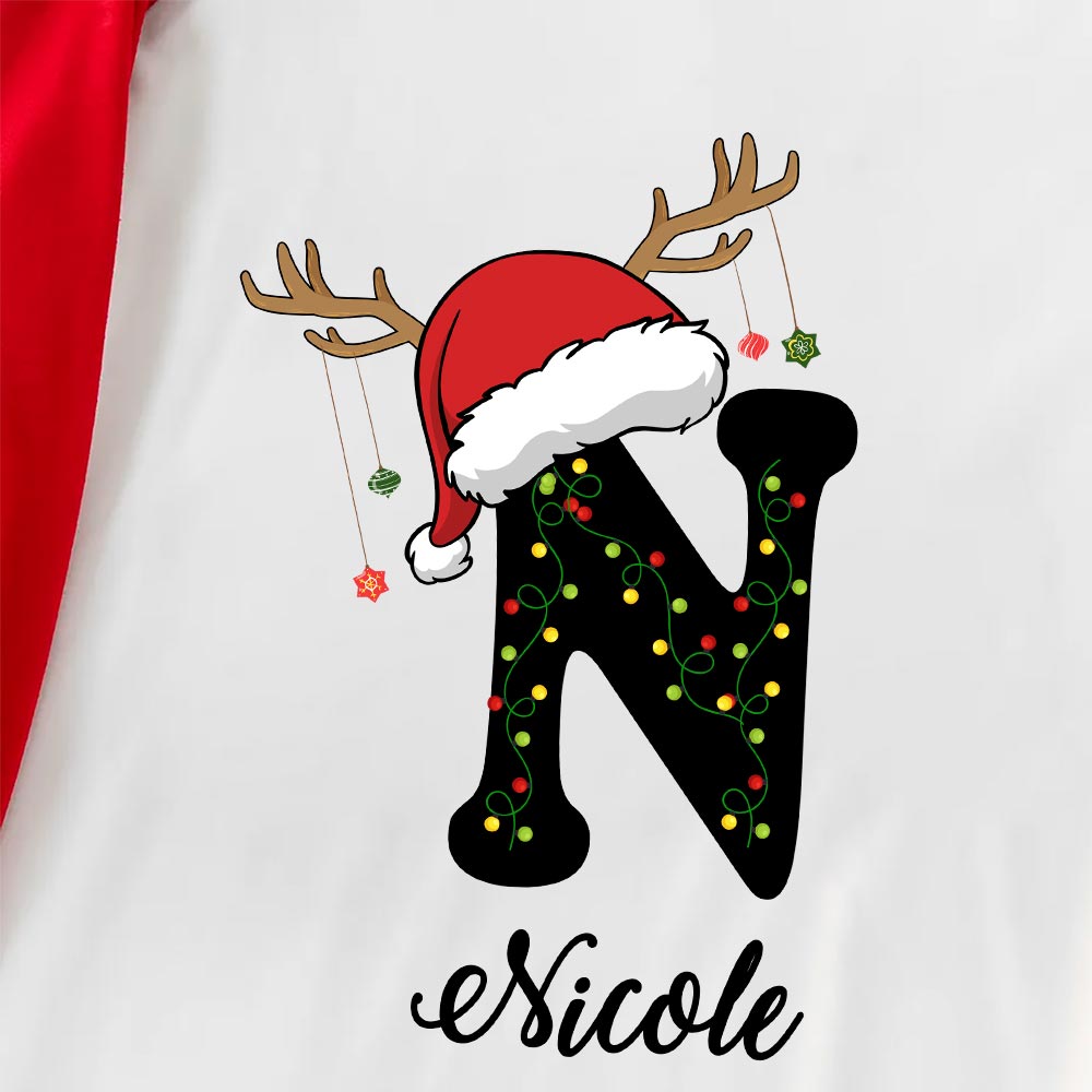 Personalized Your Initial And Name On Christmas Pajamas Short Sleeves Personalized Your Initial And Name On Christmas Pajamas Short Sleeves