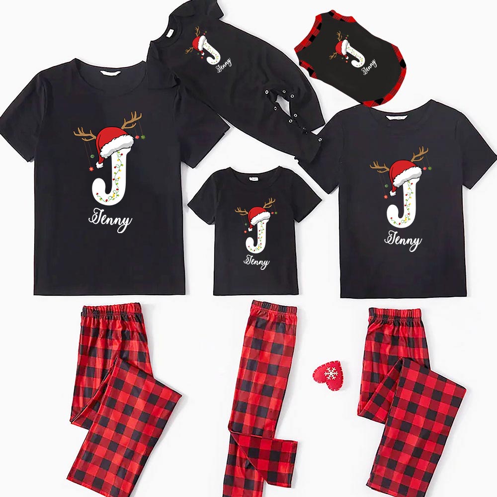 Personalized Your Initial And Name On Christmas Pajamas Short Sleeves Personalized Your Initial And Name On Christmas Pajamas Short Sleeves