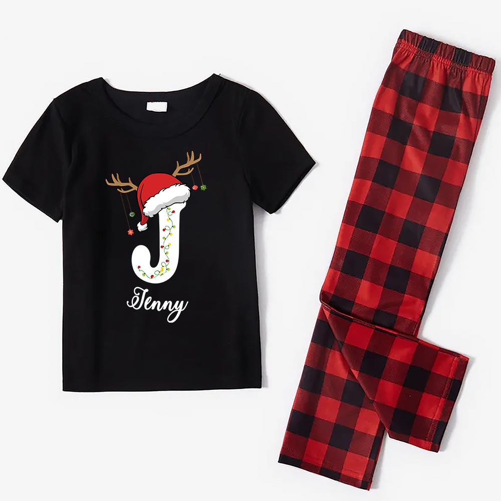 Personalized Your Initial And Name On Christmas Pajamas Short Sleeves Personalized Your Initial And Name On Christmas Pajamas Short Sleeves
