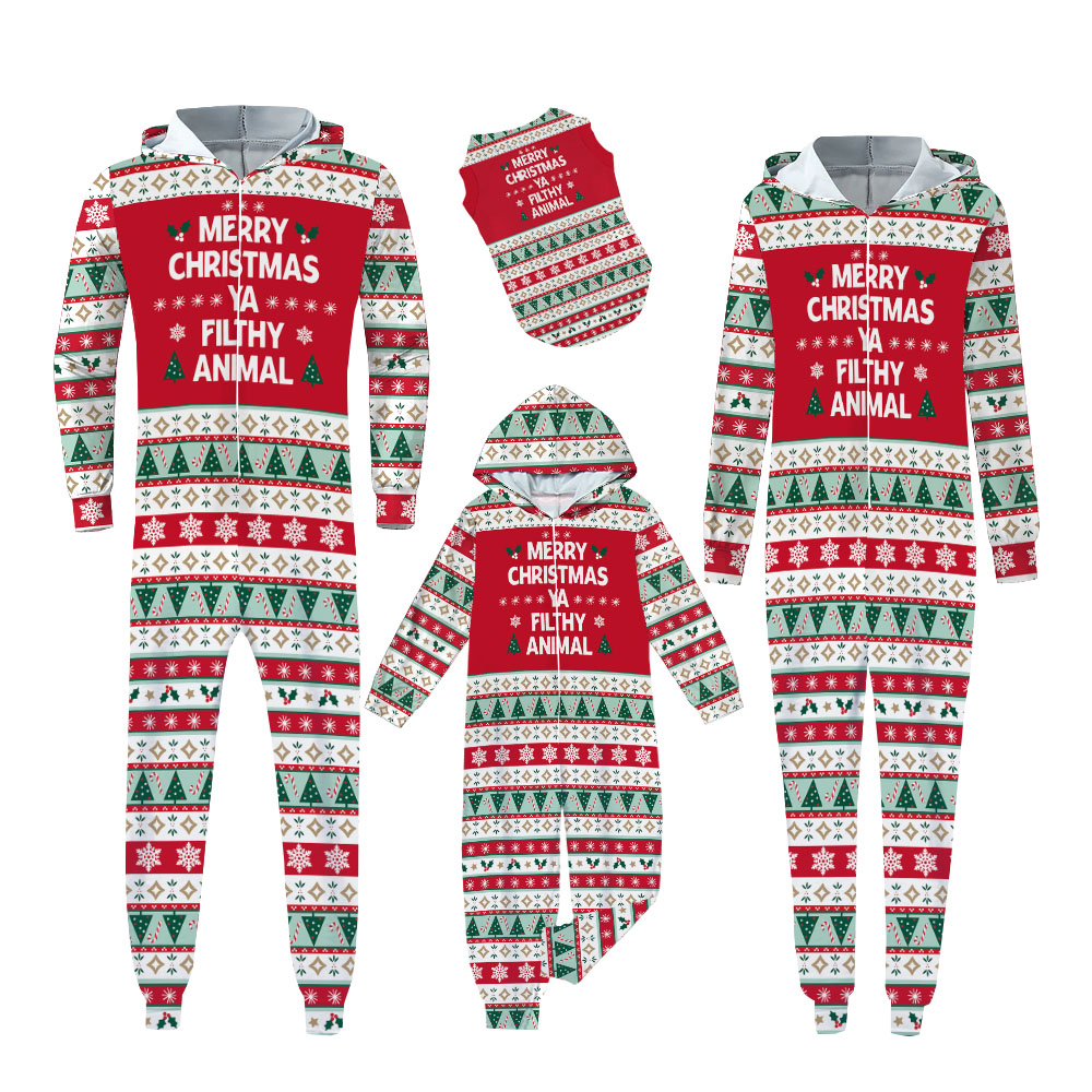 Ya Filthy Animal Christmas Onesie For Family And Dog Ya Filthy Animal Christmas Onesie For Family And Dog