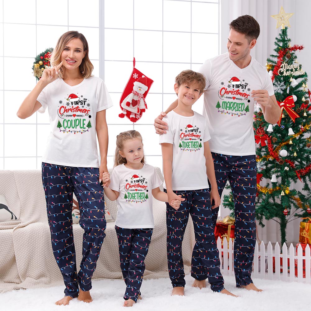 Customizable First Christmas Family Pajamas Short Sleeves Customizable First Christmas Family Pajamas Short Sleeves