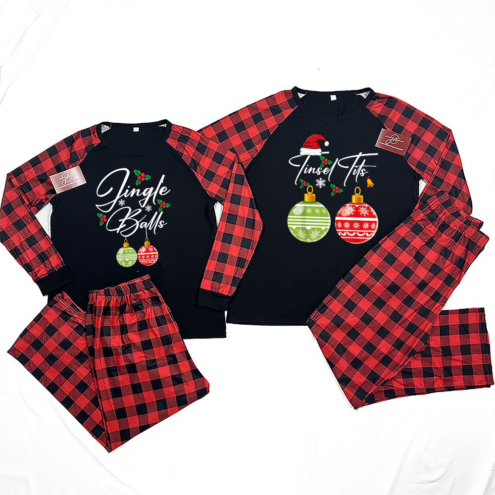 Balls Tits Funny Matching Couple Christmas Pajamas Balls Tits Funny Matching Couple Christmas Pajamas