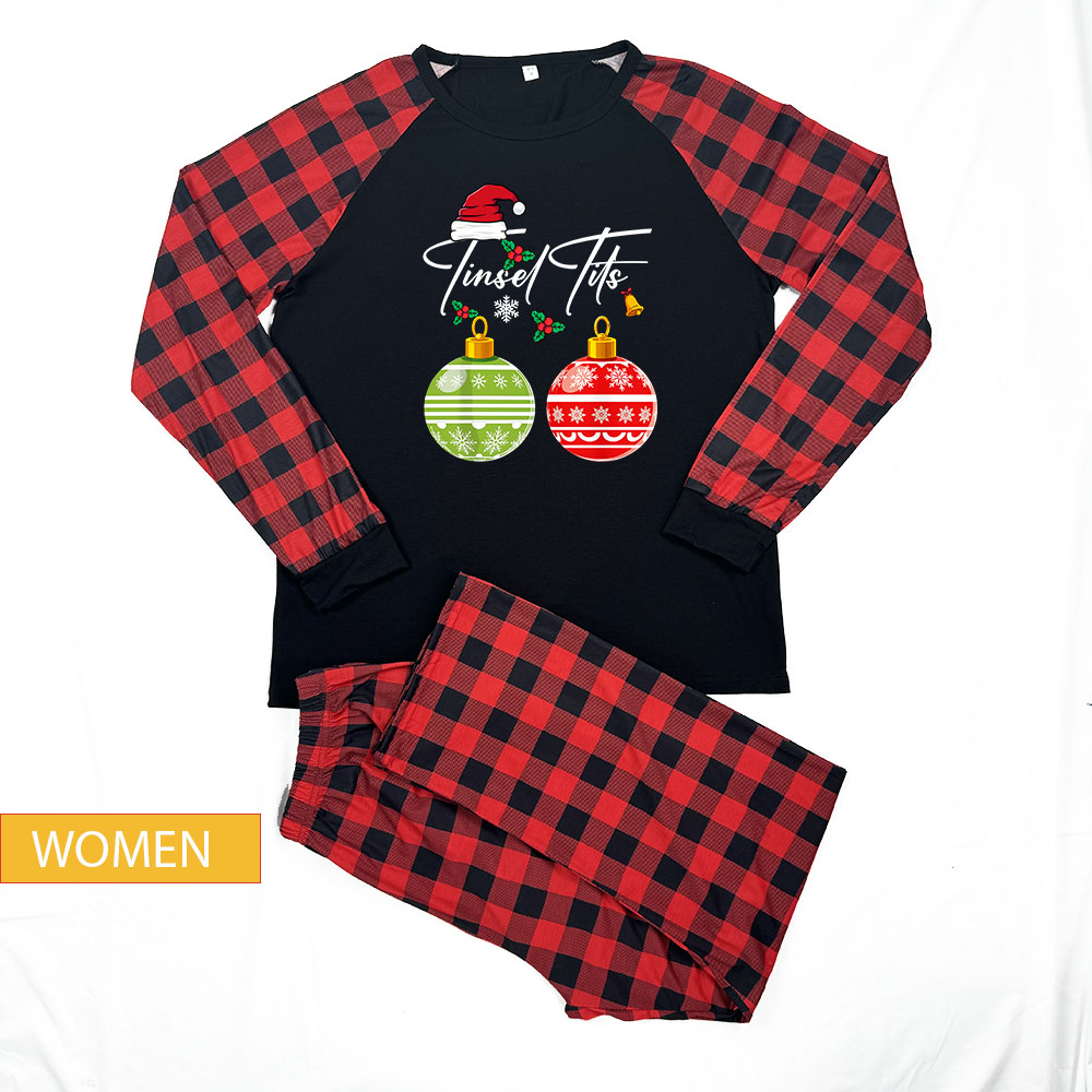 Balls Tits Funny Matching Couple Christmas Pajamas Balls Tits Funny Matching Couple Christmas Pajamas
