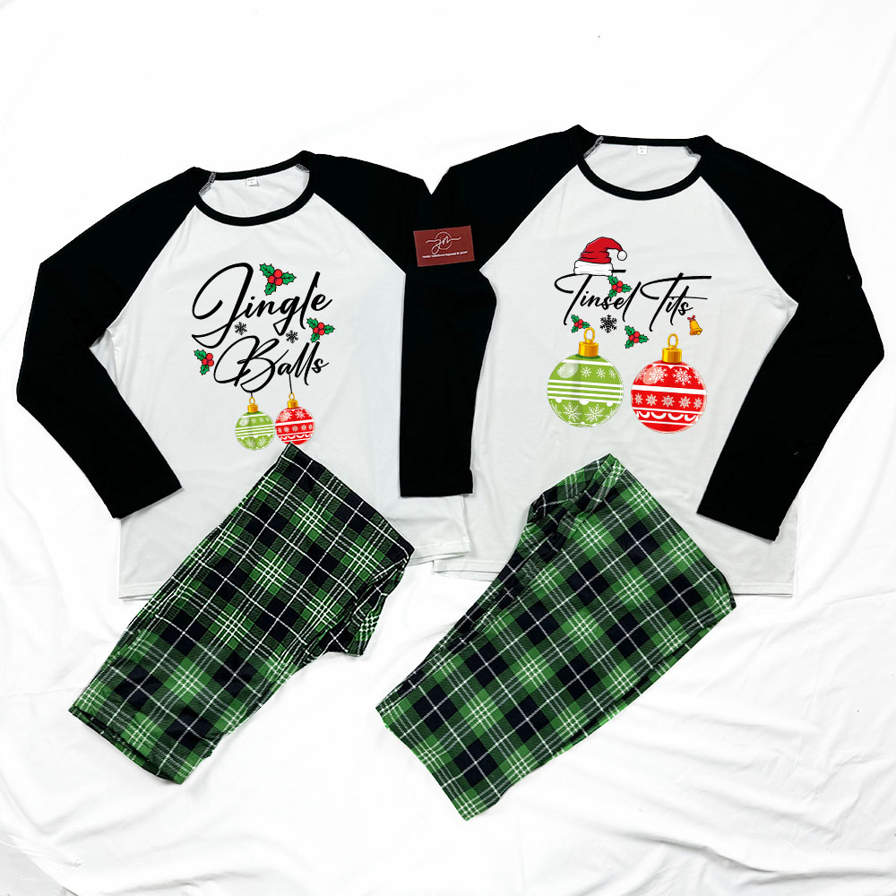 Balls Tits Funny Matching Couple Christmas Pajamas Balls Tits Funny Matching Couple Christmas Pajamas