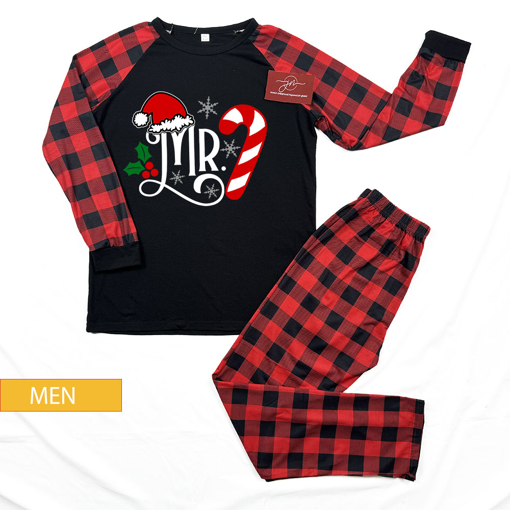 Mr And Mrs Candy Cane Christmas Matching Pjs For Couples