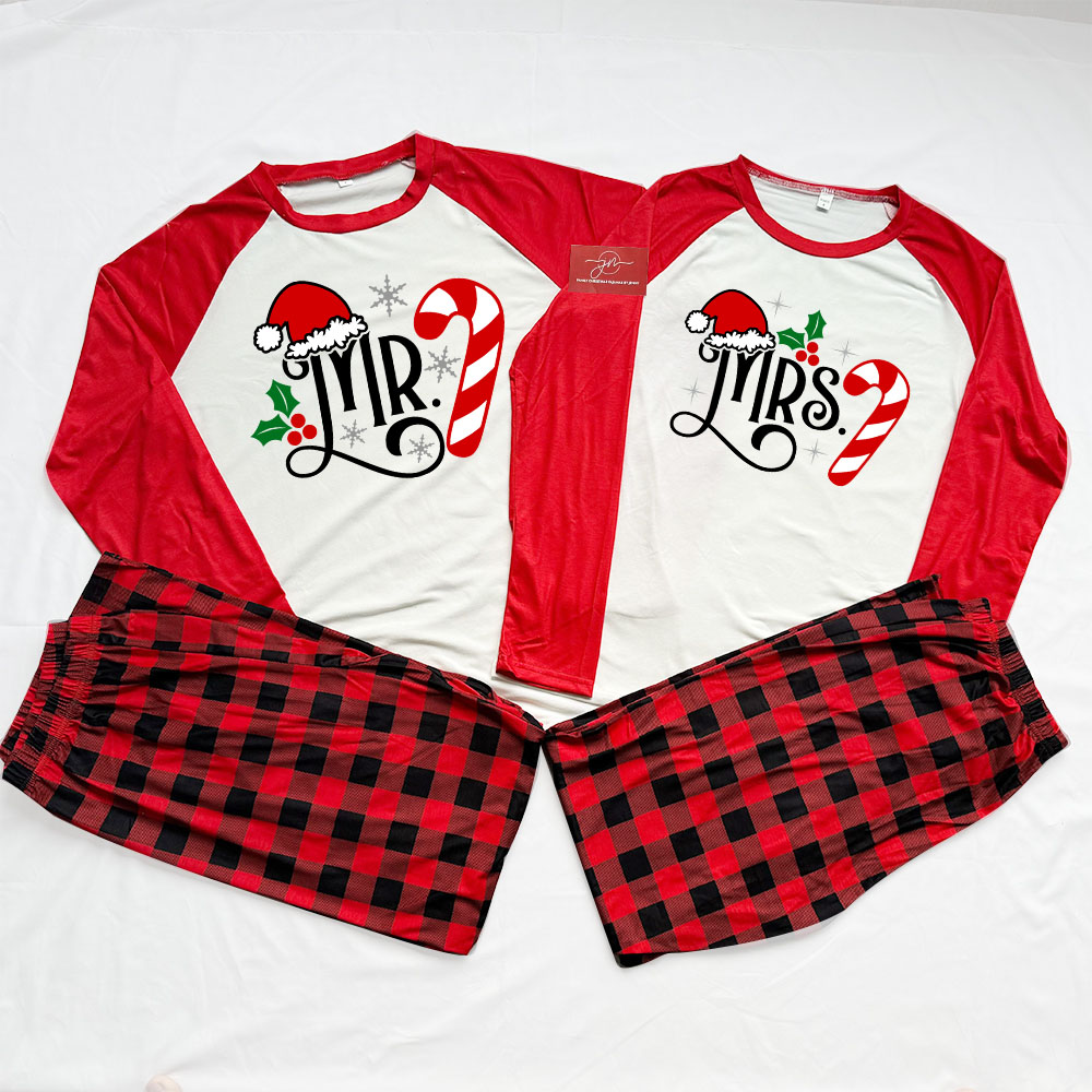 Mr And Mrs Candy Cane Christmas Matching Pjs For Couples
