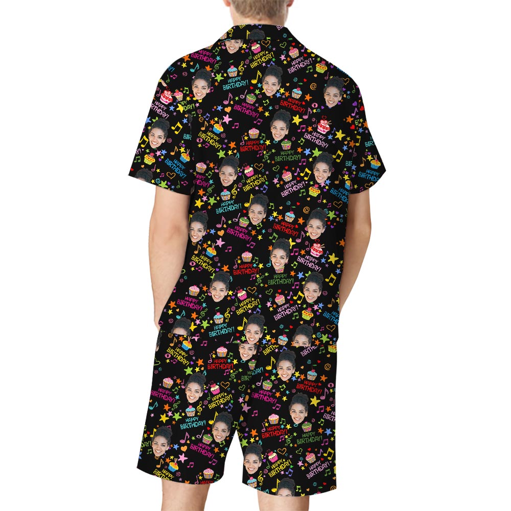 Festive Birthday Theme Custom Pajamas With Face On Them Festive Birthday Theme Custom Pajamas With Face On Them