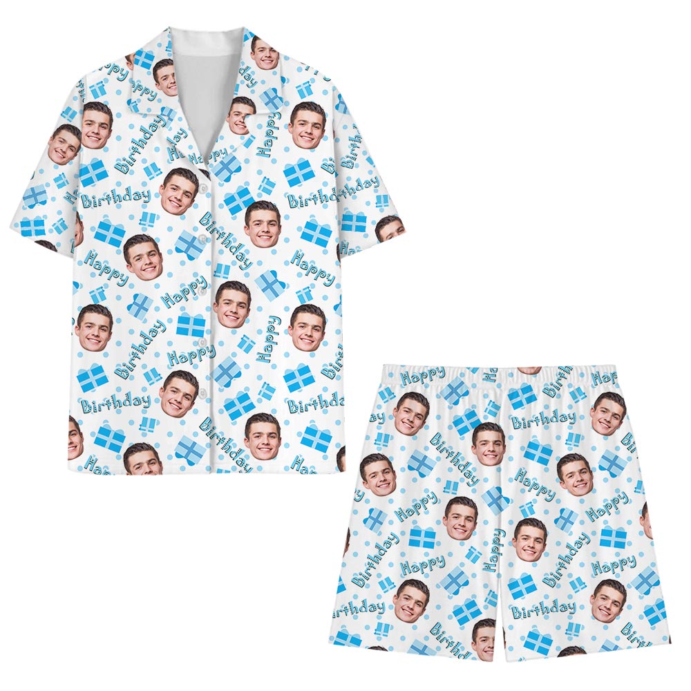 Birthday Custom Pajamas With Photo Short Sleeve Birthday Custom Pajamas With Photo Short Sleeve