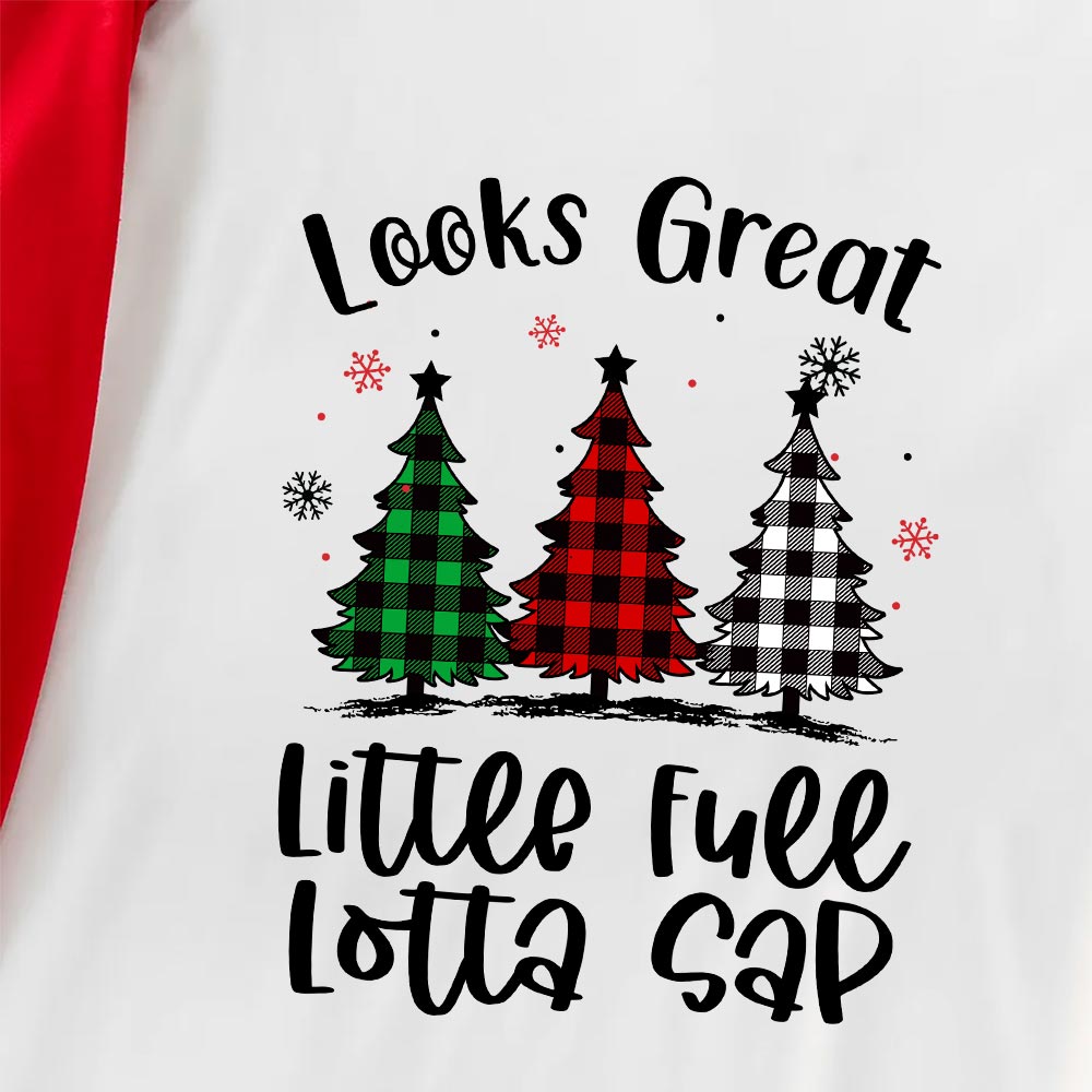 Three Plaid Christmas Tree Matching Pajamas Short Sleeves Three Plaid Christmas Tree Matching Pajamas Short Sleeves