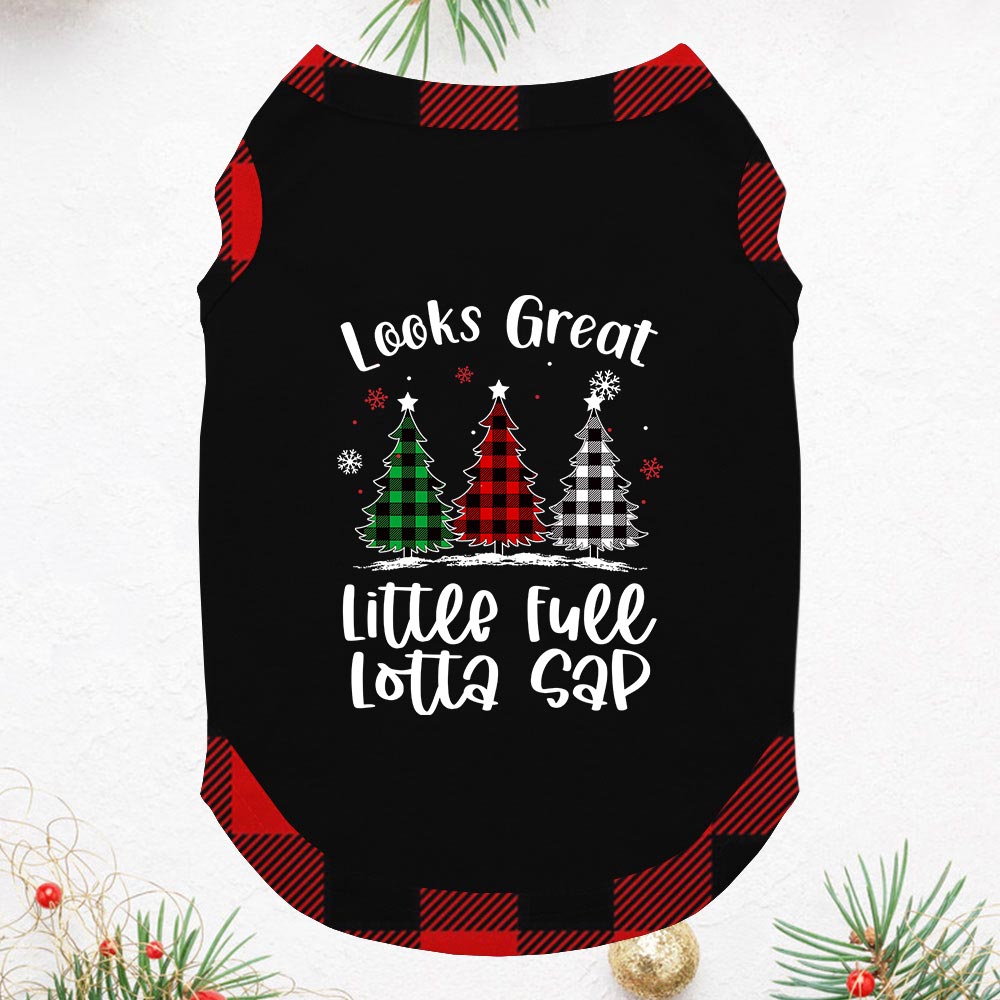 Three Plaid Christmas Tree Matching Pajamas Short Sleeves Three Plaid Christmas Tree Matching Pajamas Short Sleeves
