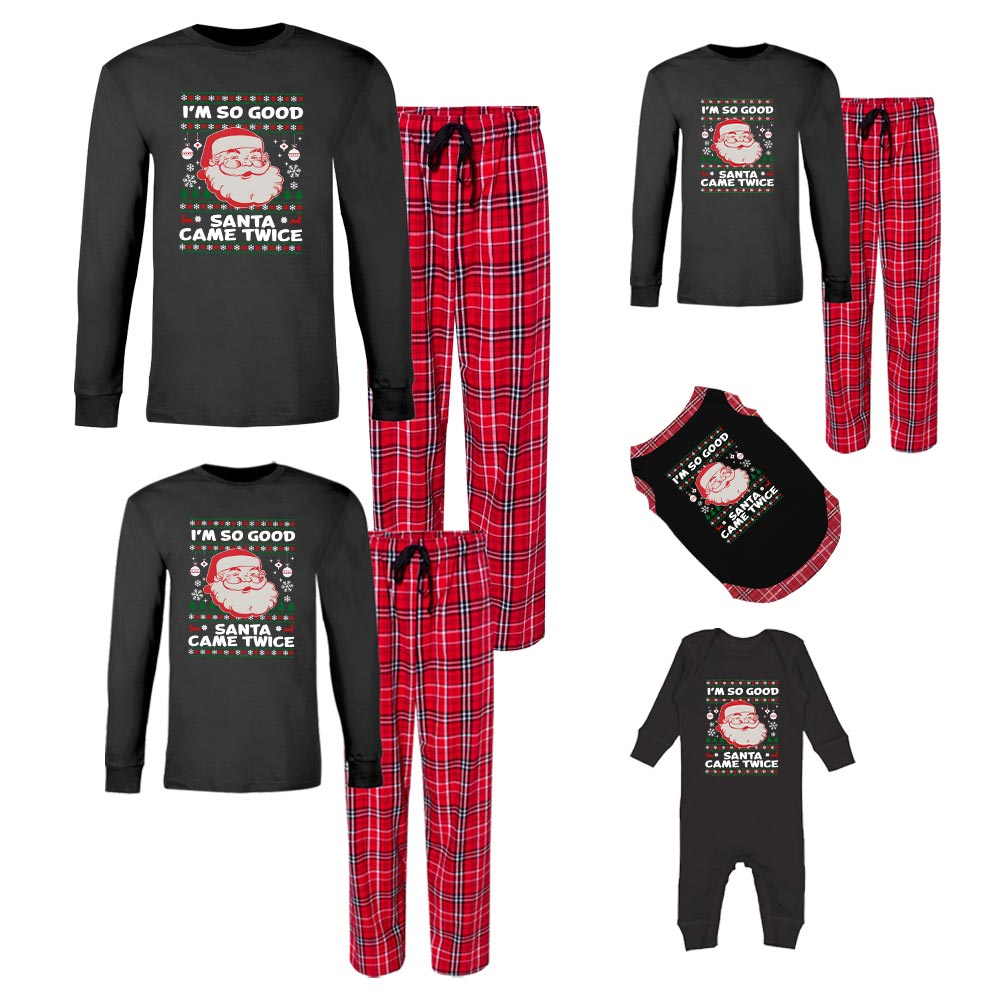 Santa Claus Christmas Jammies With Jokes Cotton Santa Claus Christmas Jammies With Jokes Cotton