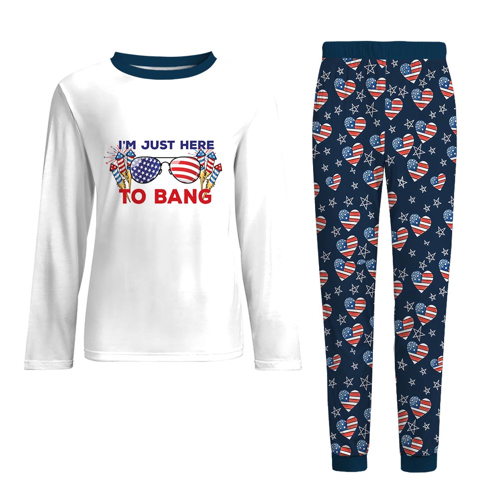 I'm Just Here To Bang American Flag Family Pajamas And Dog