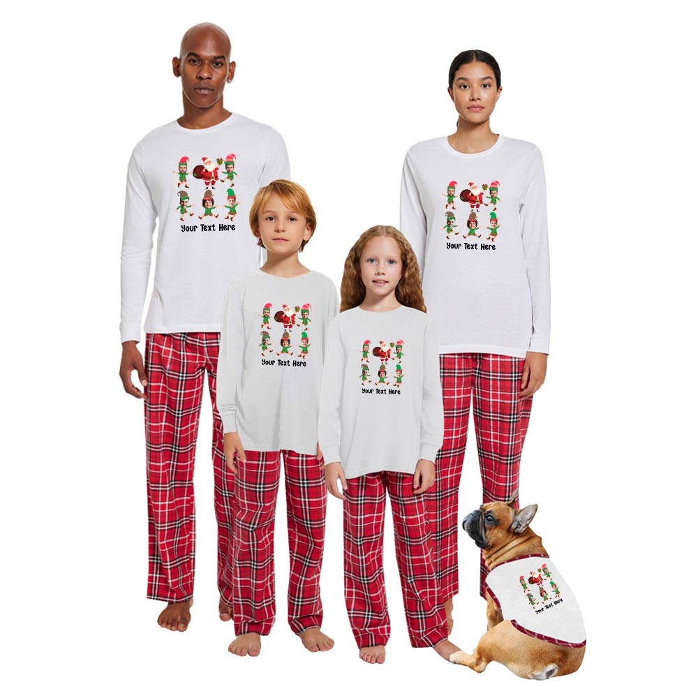 Custom Christmas Pajamas With Many Faces Funny Elves Cotton Custom Christmas Pajamas With Many Faces Funny Elves Cotton