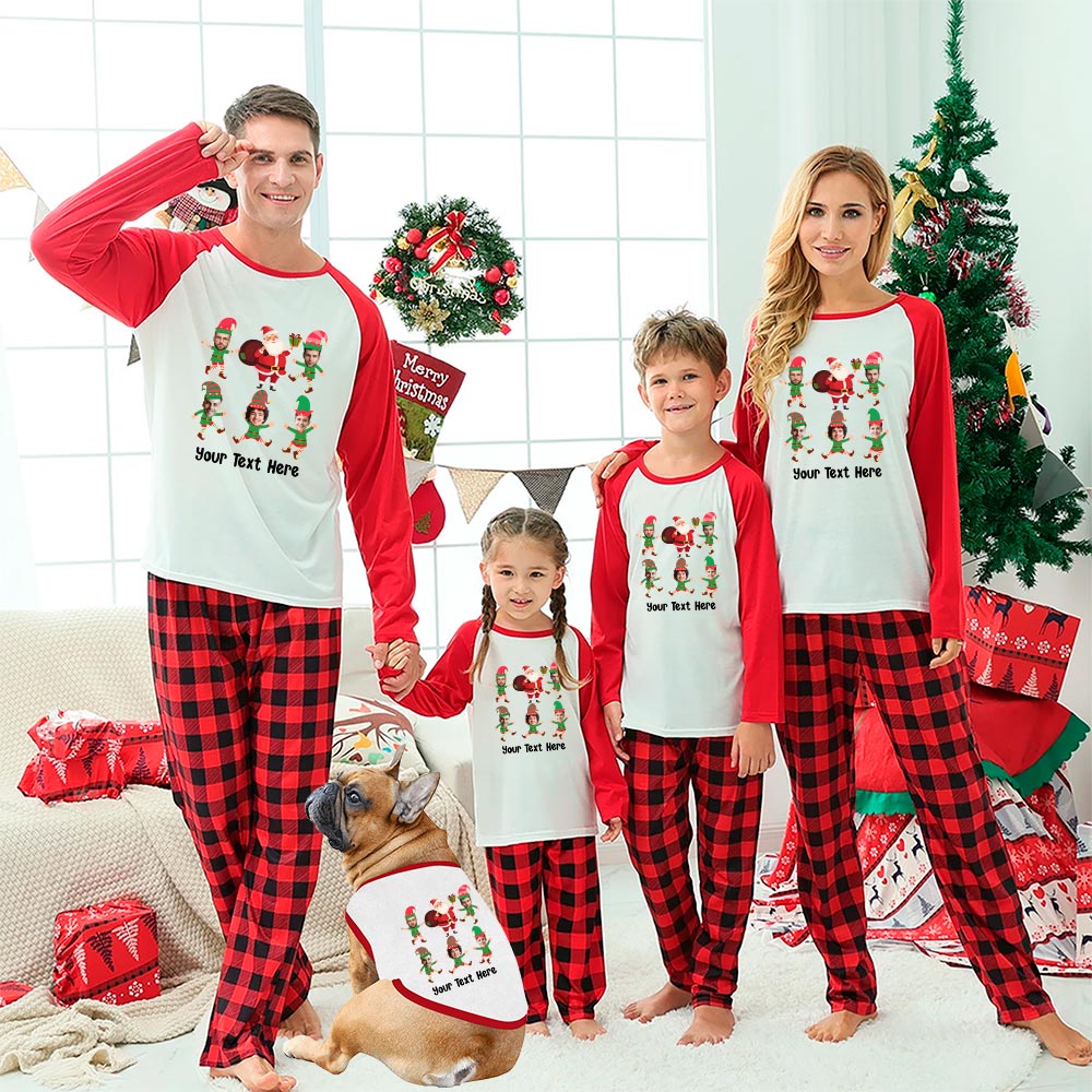 Festive Custom Elf Christmas Pajamas Up to 5 Faces Festive Custom Elf Christmas Pajamas Up to 5 Faces
