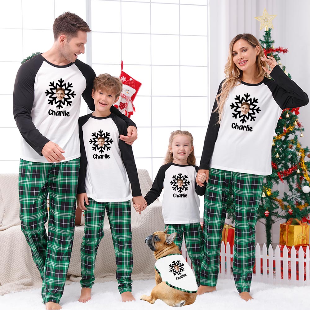 Unique Custom Face Christmas Pajamas Snowflakes Unique Custom Face Christmas Pajamas Snowflakes