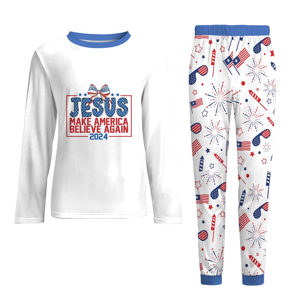 Jesus Make American Believe Again Family Pajamas Jesus Make American Believe Again Family Pajamas