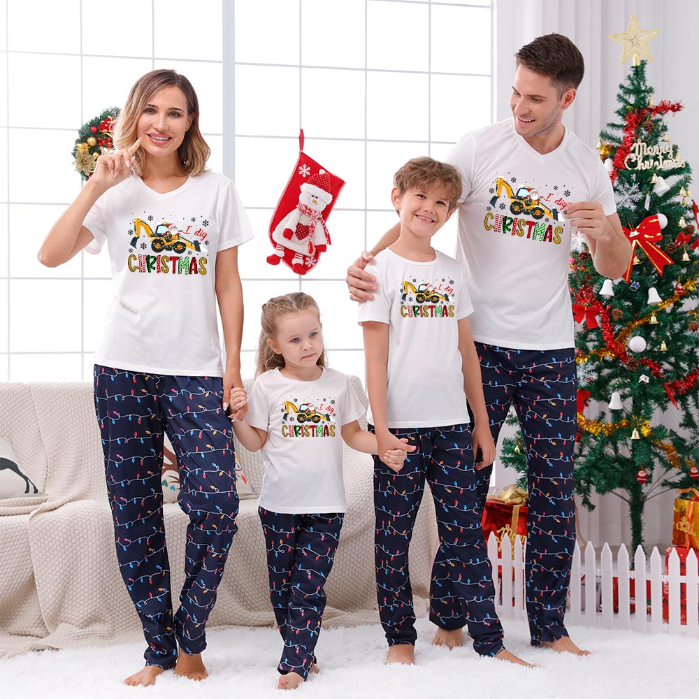 Matching Family Pjs Saying I Dig Christmas Short Sleeves Matching Family Pjs Saying I Dig Christmas Short Sleeves