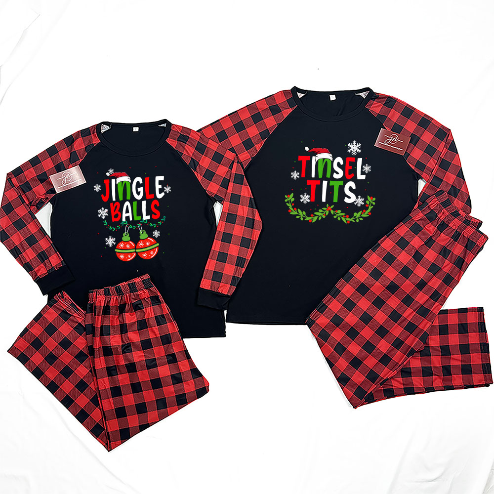 Jingle Balls Tinsel Tits Couples Funny Christmas Pajamas Jingle Balls Tinsel Tits Couples Funny Christmas Pajamas