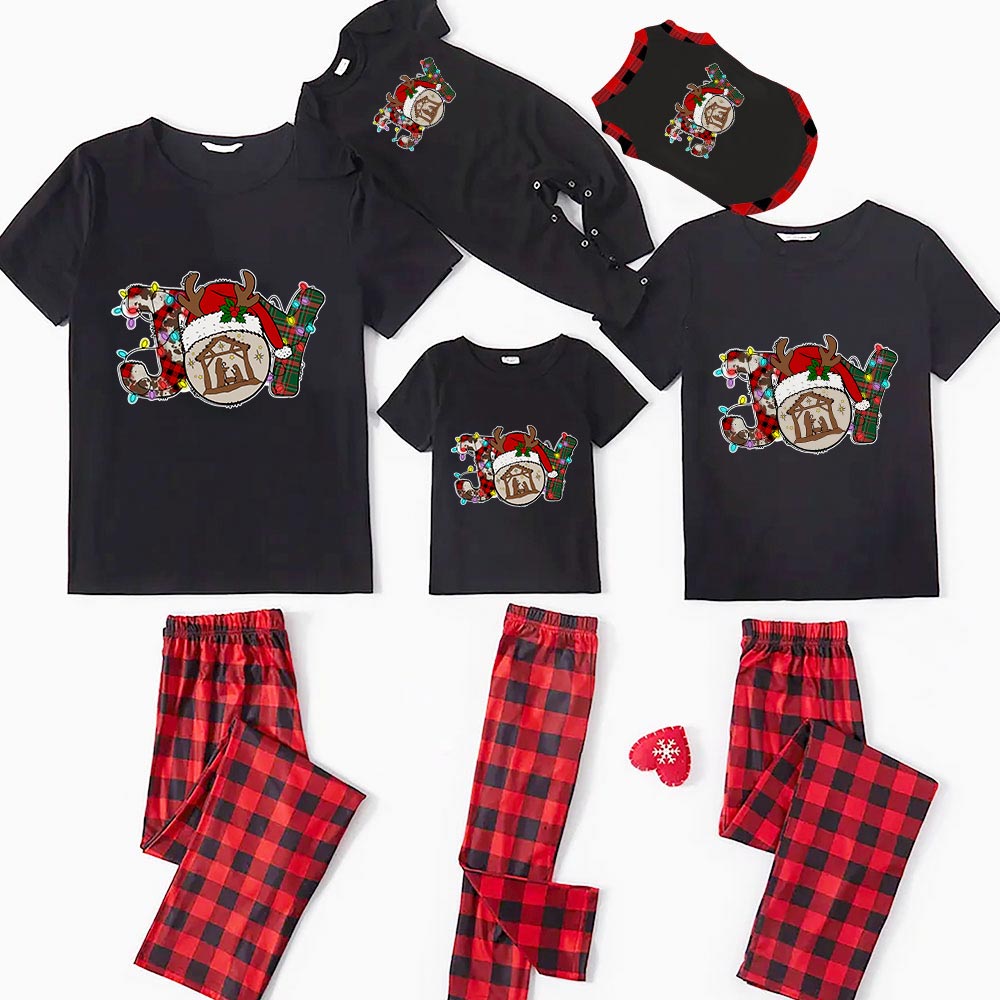 Christian Christmas Tree Family Pajamas Short Sleeves