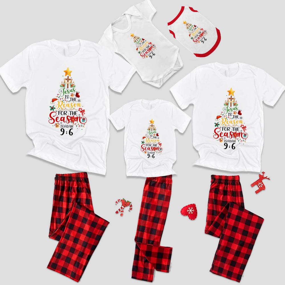 Christian Christmas Tree Family Pajamas Short Sleeves