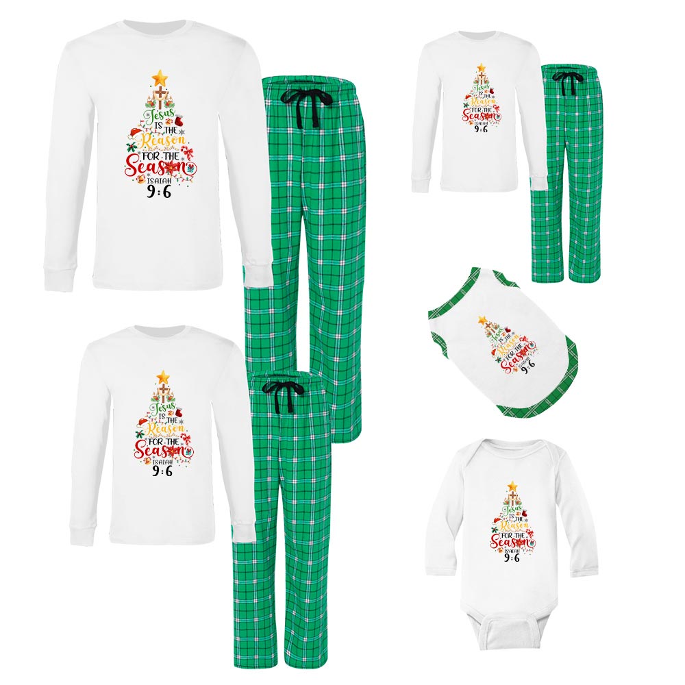 Jesus Is The Reason Christmas Tree Family Pajamas Cotton Jesus Is The Reason Christmas Tree Family Pajamas Cotton