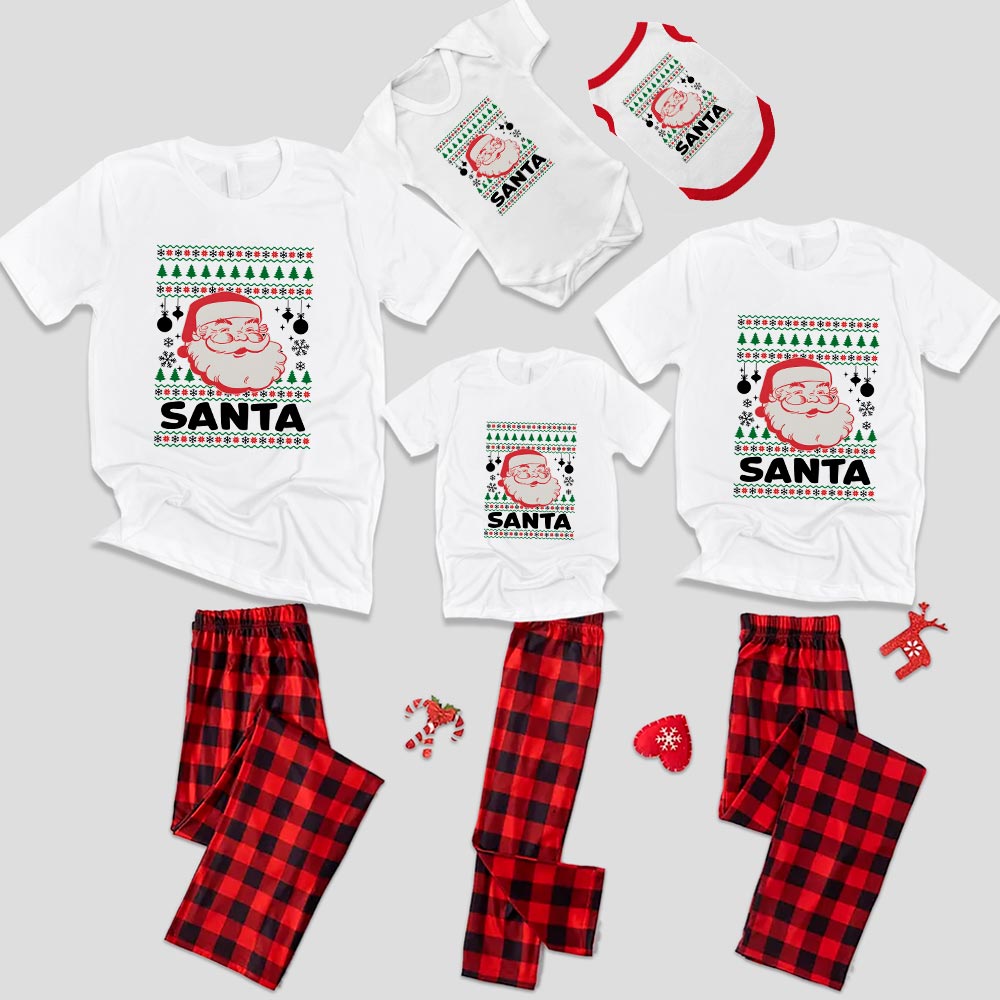 Vintage Santa Christmas Pajamas For Family Short Sleeves