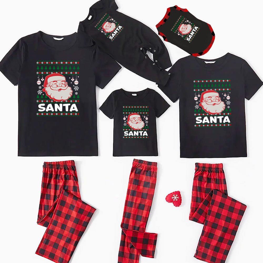 Vintage Santa Christmas Pajamas For Family Short Sleeves