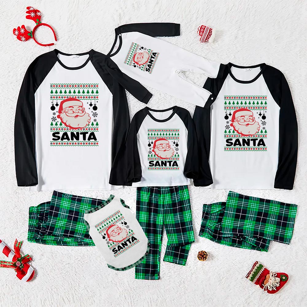 Classic Santa Claus Matching Family Christmas Pajamas Plaid Classic Santa Claus Matching Family Christmas Pajamas Plaid