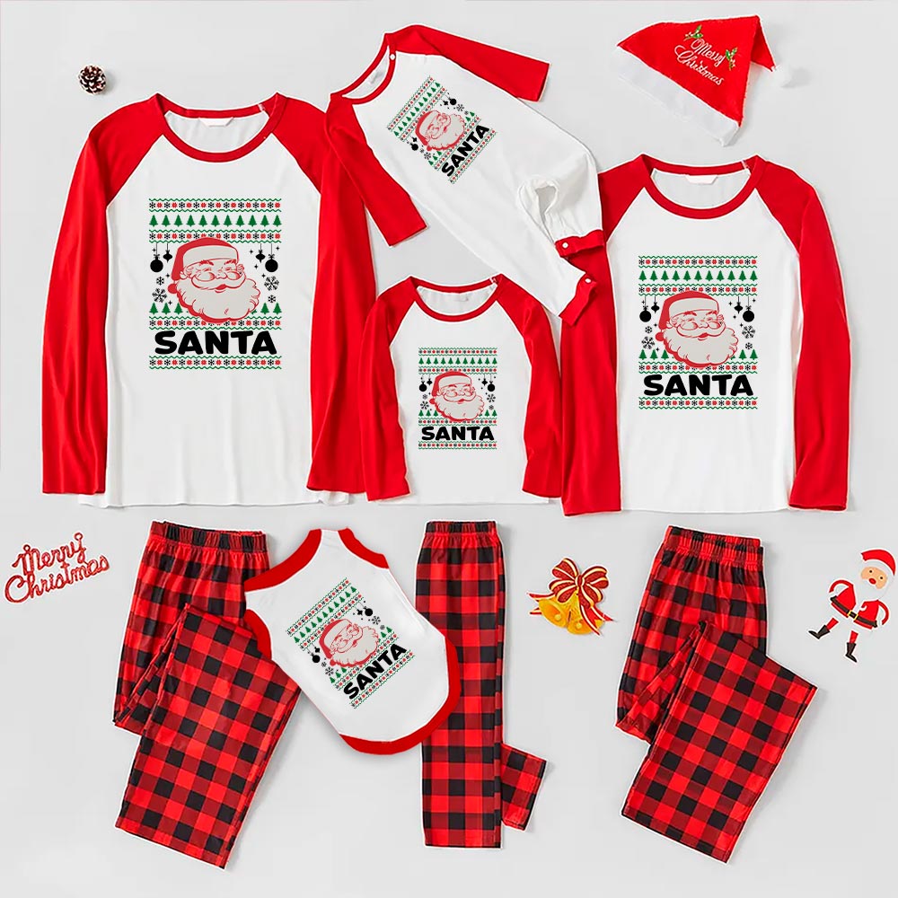 Classic Santa Claus Matching Family Christmas Pajamas Plaid Classic Santa Claus Matching Family Christmas Pajamas Plaid