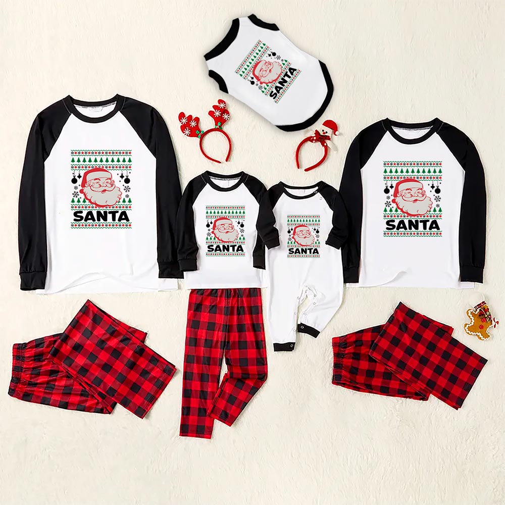 Classic Santa Claus Matching Family Christmas Pajamas Plaid Classic Santa Claus Matching Family Christmas Pajamas Plaid