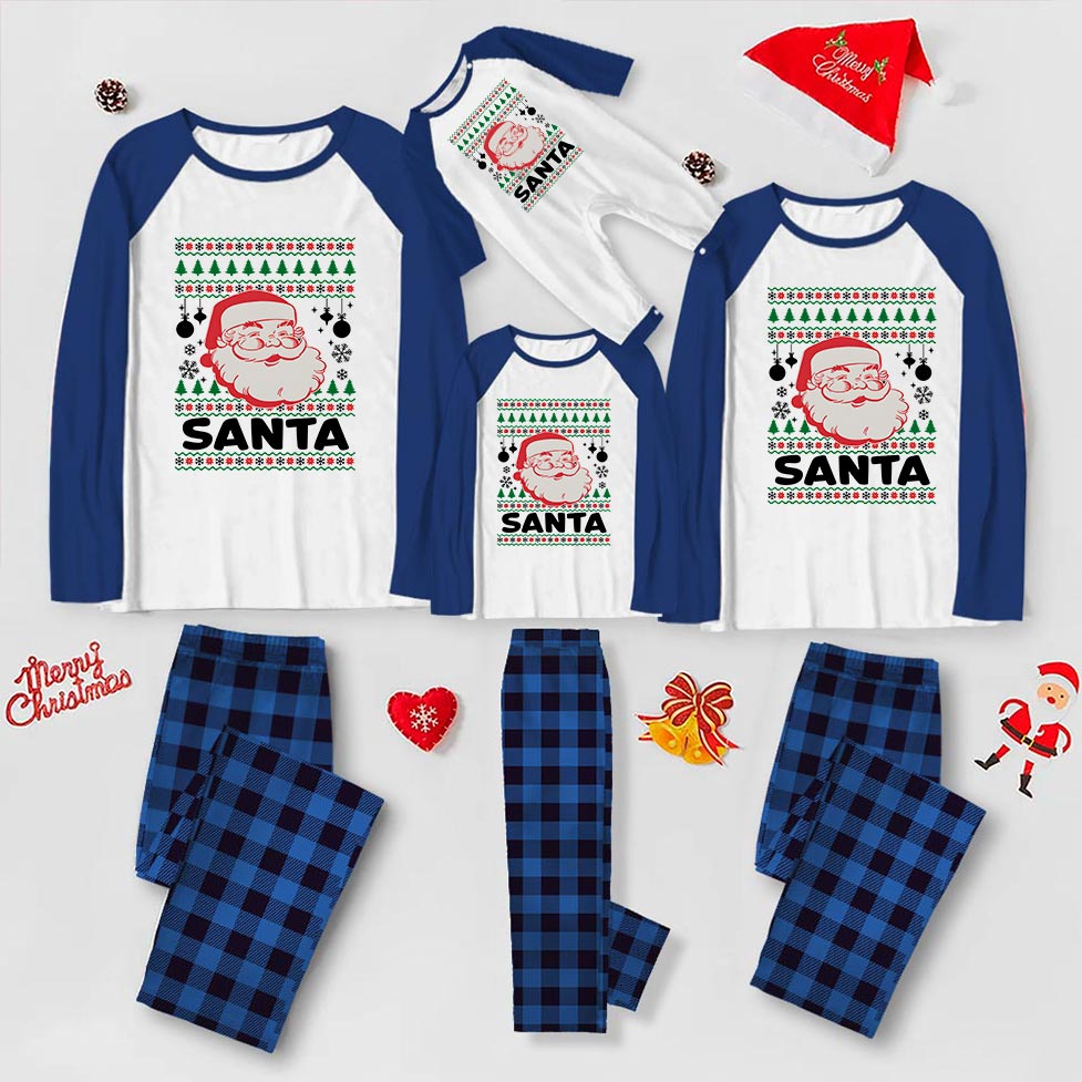 Classic Santa Claus Matching Family Christmas Pajamas Plaid Classic Santa Claus Matching Family Christmas Pajamas Plaid
