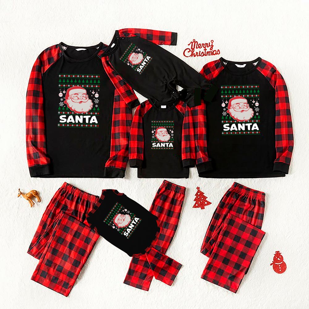 Classic Santa Claus Matching Family Christmas Pajamas Plaid Classic Santa Claus Matching Family Christmas Pajamas Plaid