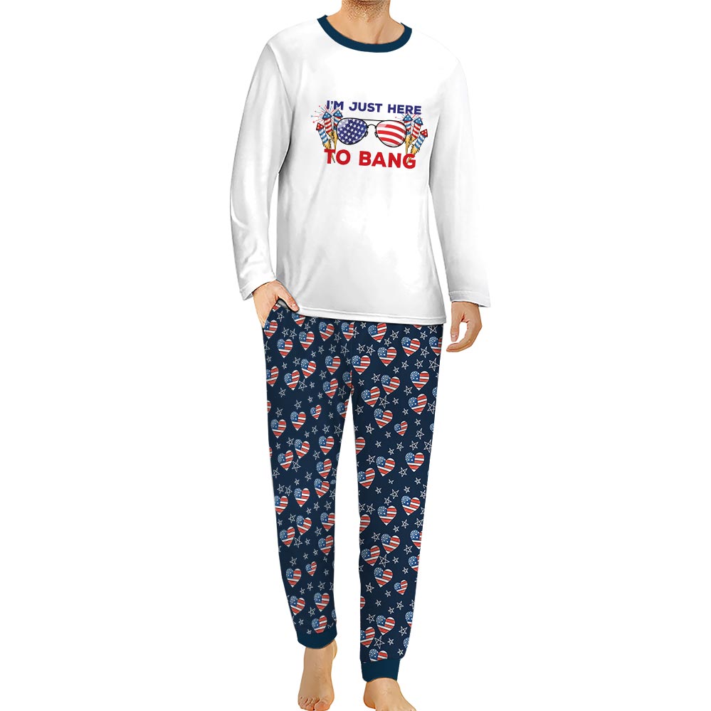 I'm Just Here To Bang American Flag Family Pajamas And Dog