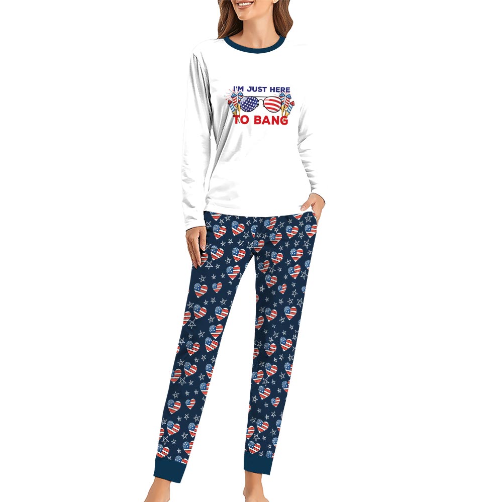 I'm Just Here To Bang American Flag Family Pajamas And Dog