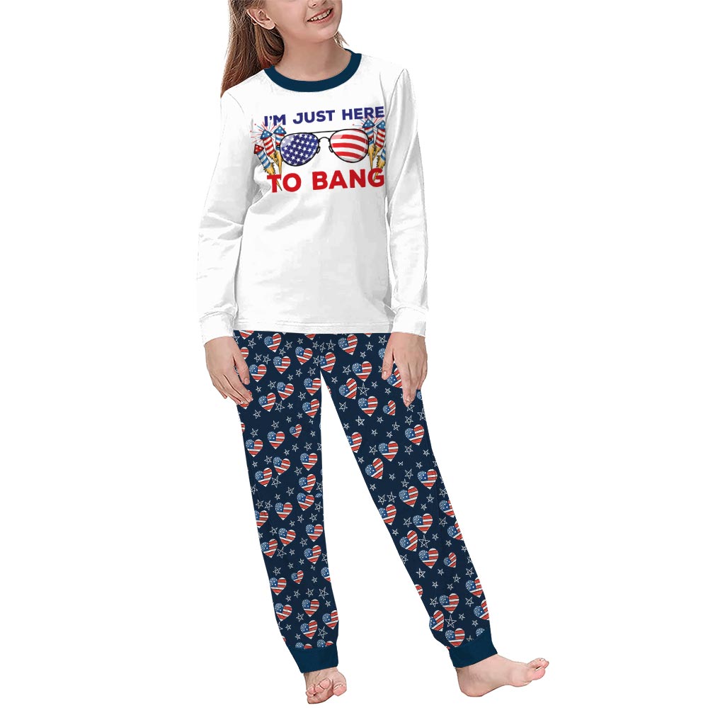 I'm Just Here To Bang American Flag Family Pajamas And Dog