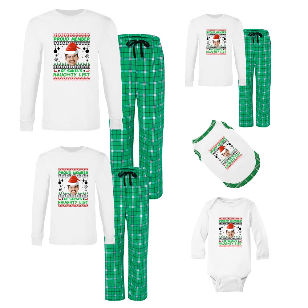 Personalized Photo Christmas Pajamas Naughty List Cotton Personalized Photo Christmas Pajamas Naughty List Cotton