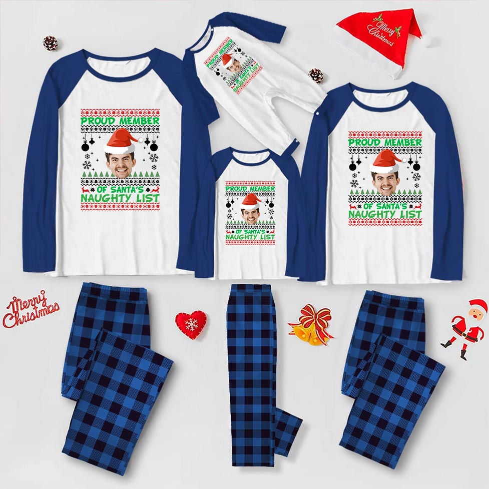 Funny Naughty List Personalized Christmas Pajamas With Face Funny Naughty List Personalized Christmas Pajamas With Face