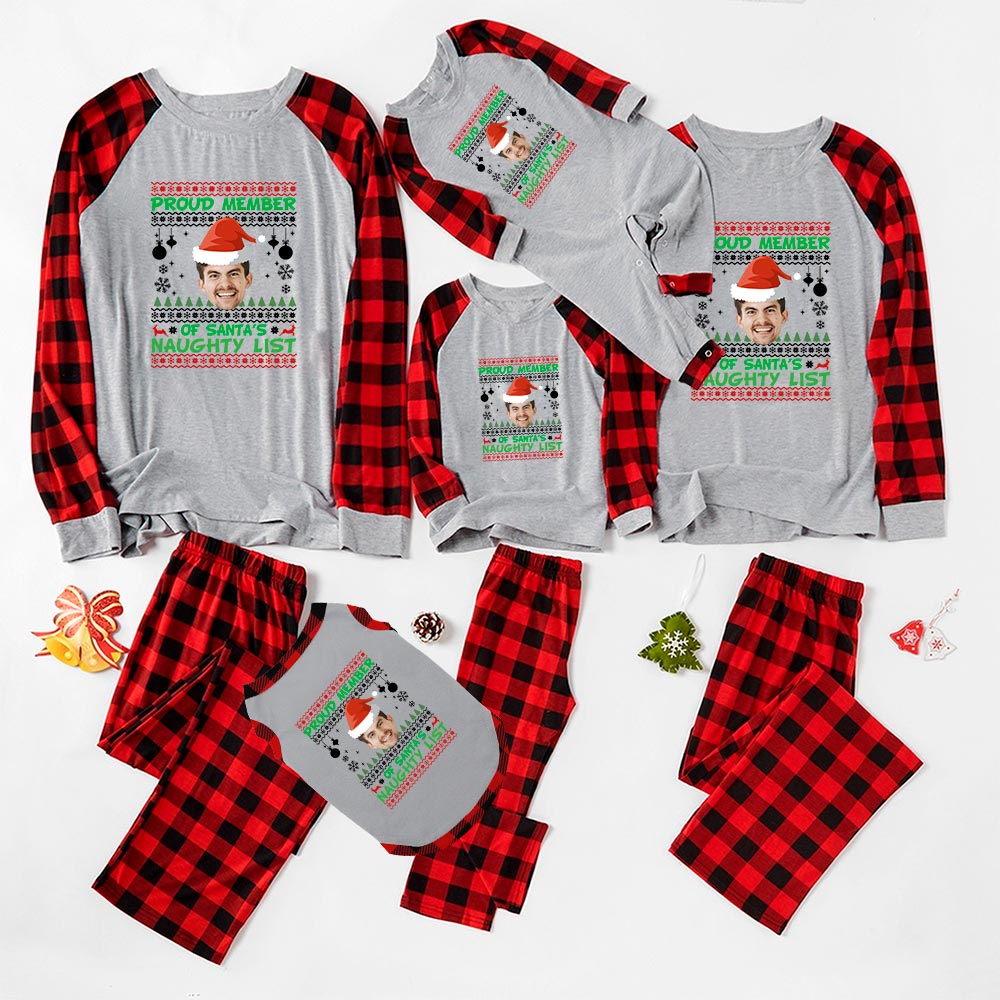 Funny Naughty List Personalized Christmas Pajamas With Face Funny Naughty List Personalized Christmas Pajamas With Face