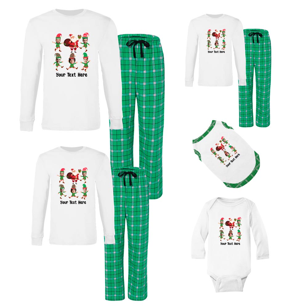Custom Christmas Pajamas With Many Faces Funny Elves Cotton Custom Christmas Pajamas With Many Faces Funny Elves Cotton