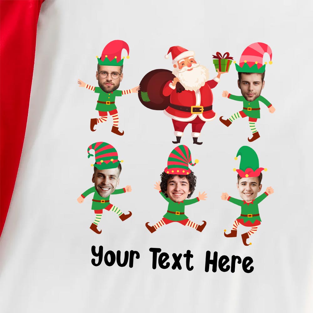 Personalized Elf Christmas Pajamas With Multi Faces Short Sleeves Personalized Elf Christmas Pajamas With Multi Faces Short Sleeves