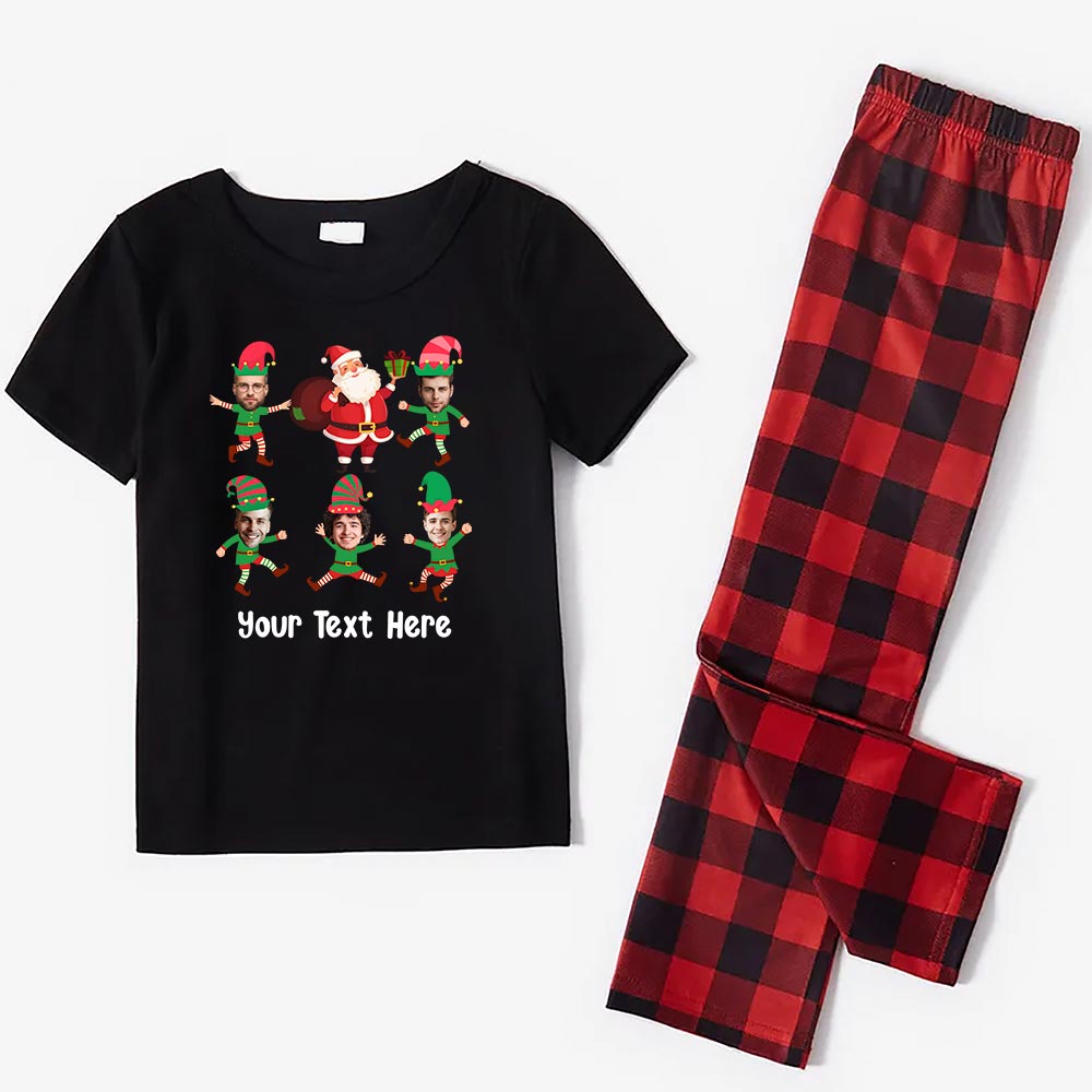 Personalized Elf Christmas Pajamas With Multi Faces Short Sleeves Personalized Elf Christmas Pajamas With Multi Faces Short Sleeves