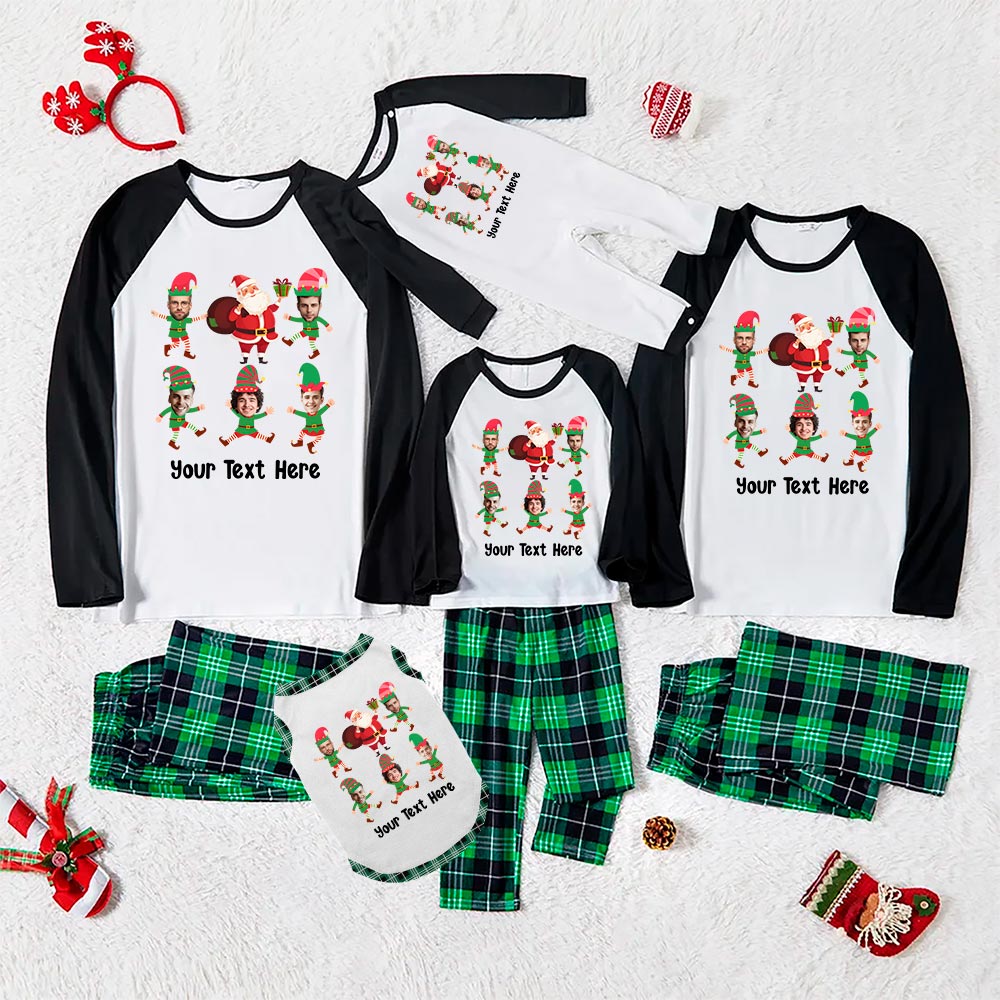 Festive Custom Elf Christmas Pajamas Up to 5 Faces Festive Custom Elf Christmas Pajamas Up to 5 Faces
