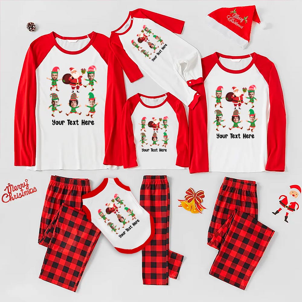 Festive Custom Elf Christmas Pajamas Up to 5 Faces Festive Custom Elf Christmas Pajamas Up to 5 Faces