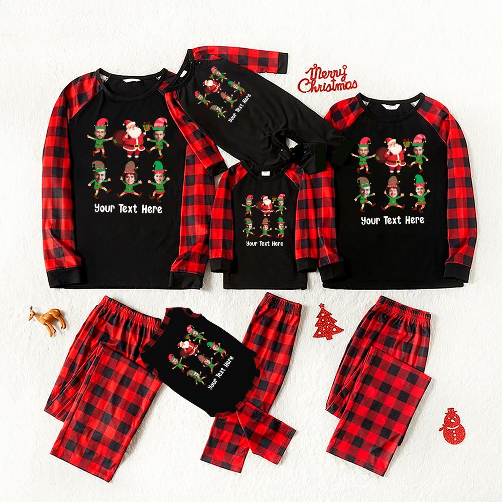 Festive Custom Elf Christmas Pajamas Up to 5 Faces Festive Custom Elf Christmas Pajamas Up to 5 Faces