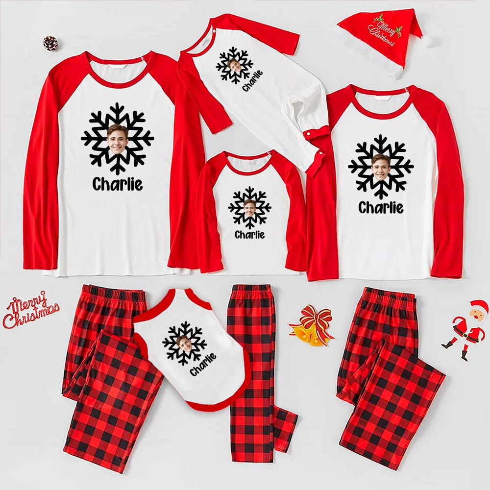 Unique Custom Face Christmas Pajamas Snowflakes Unique Custom Face Christmas Pajamas Snowflakes
