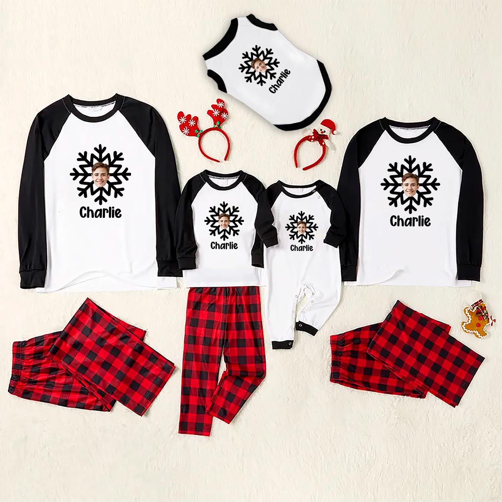 Unique Custom Face Christmas Pajamas Snowflakes Unique Custom Face Christmas Pajamas Snowflakes