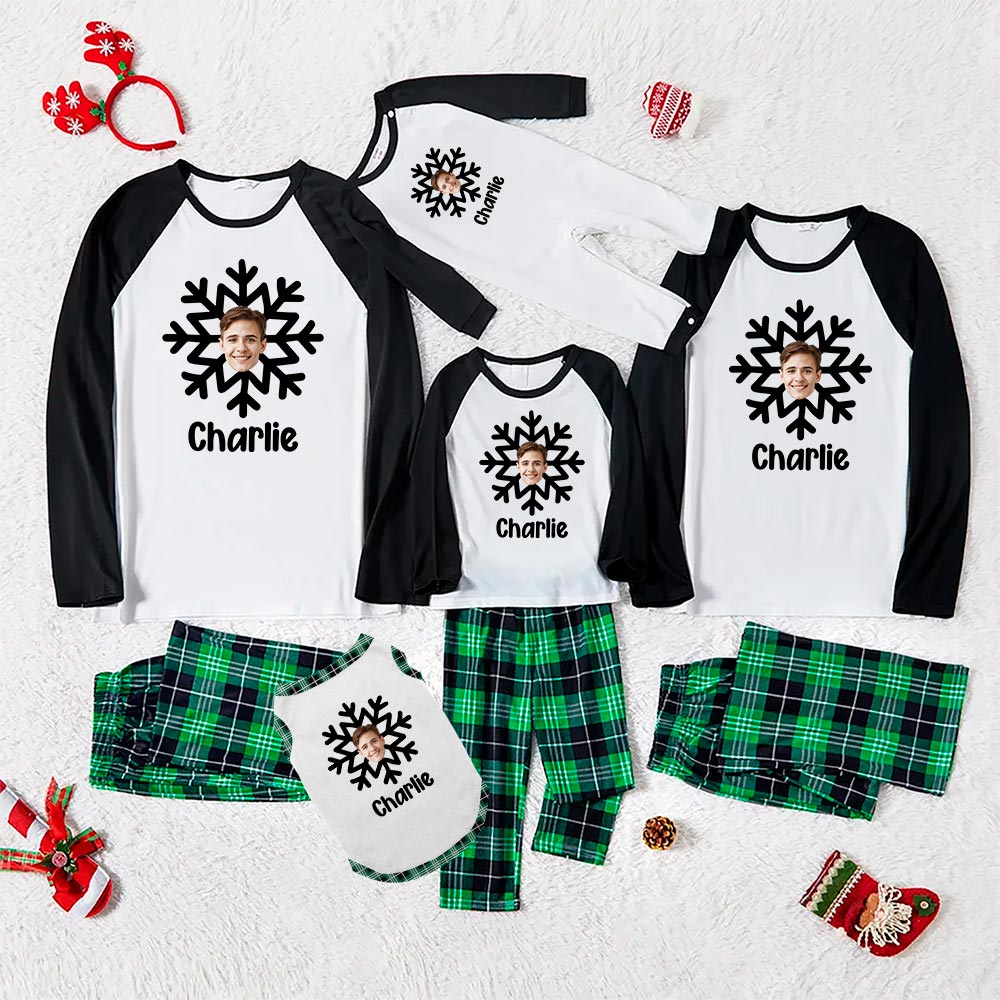 Unique Custom Face Christmas Pajamas Snowflakes Unique Custom Face Christmas Pajamas Snowflakes