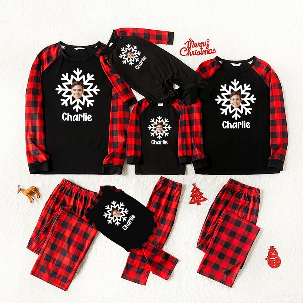 Unique Custom Face Christmas Pajamas Snowflakes Unique Custom Face Christmas Pajamas Snowflakes