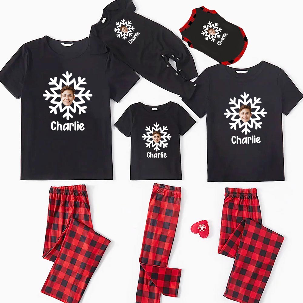 Custom Christmas Pajamas With Face Short Sleeves Custom Christmas Pajamas With Face Short Sleeves